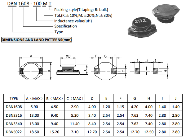 贴片功率电感DBN-1